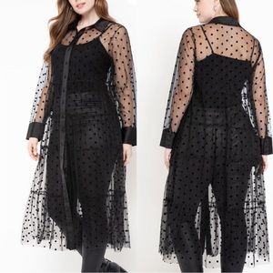ELOQUII Sheer Dot Maxi Dress Size 18